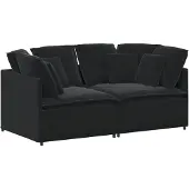 vidaXL Modulsoffa med kuddar sammet svart