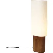 QAZQA Japandi Golvlampa Valnötsträ med Tyglampskärm 90cm - Lamel