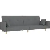 vidaXL Bäddsoffa 2-sits med två kuddar ljusgrå tyg