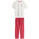 Next Pyjamas lång 'Happy Holidays' gul / grön / röd / vit