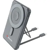 Verbatim Charge 'n' Go - Trådlös powerbank - magnetisk, med stativ - 5000 mAh - 20 Watt - 2.4 A - PD 3.0, QC 3.0, Apple 2.4A, USB BC 1.2, AFC - 3 utdatakontakter (USB-C) - grå
