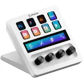 Elgato Stream Deck + - Tangentsats - med LCD-pekpanel, 4 rattar - bakgrundsbelyst - USB - vit