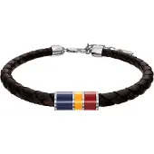 Fossil Armband 'Everett' mörkblå / mörkbrun / mörkröd / silver