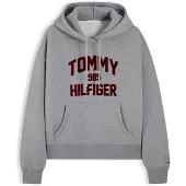 Tommy Hilfiger Sweatshirt 'Varsity' gråmelerad / mörkröd