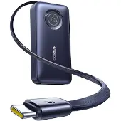 Baseus EnerCore CR11 10 000 mAh 45 W powerbank med infällbar USB-C-kabel – svart