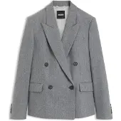 BOSS Double-breasted regular-fit blazer in melange flannel