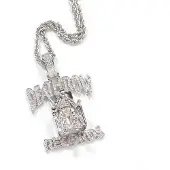 FashionFlair DEATHROW Hip Hop Zirkon Bokstavshalsband - Europeiska & Amerikanska Trendiga Rap-smycken white