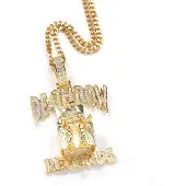 FashionFlair DEATHROW Hip Hop Zirkon Bokstavshalsband - Europeiska & Amerikanska Trendiga Rap-smycken beige
