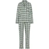 LASCANA Pyjamas brun / mörkgrön / vit