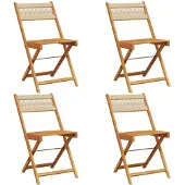 vidaXL Hopfällbara trädgårdsstolar 4 st beige massivt akaciaträ