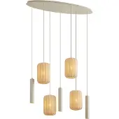 QAZQA Japandi pendellampa beige 7-ljus - Pluni Tuba