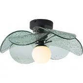 QAZQA Design taklampa svart med grönt räfflat glas - Kemner