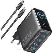Anker Zolo 140W GaN stationär laddare med USB-C-kabel - svart