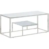 vidaXL Soffbord silver rostfritt stål och härdat glas