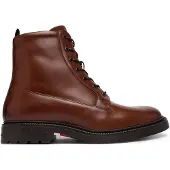 Tommy Hilfiger Leather Cleat Zip Up Mid Boots