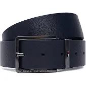 Tommy Hilfiger Reversible Textured Leather Square Buckle Belt