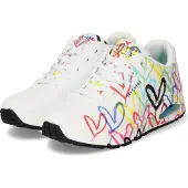 SKECHERS Låg sneaker 'UNO-SPREAD THE LOVE' turkos / rosa / svart / vit