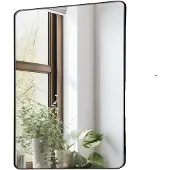 Vevor Väggmonterad sminkspegel, 0,15" tjock, 22" x 30" spegel med aluminiumram och explosionssäker film, reptålig spegel med Z-formad konsol, passar för badrum/sovrum/vardagsrum