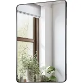 Vevor Väggmonterad sminkspegel, 0,15" tjock, 36" x 48" spegel med aluminiumram och explosionssäker film, reptålig spegel med Z-formad konsol, passar för badrum/sovrum/vardagsrum
