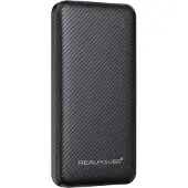 RealPower Powerbank 10000 mAh Fast Charge, SuperCharge, Power Delivery USB-A, USB-C Svart