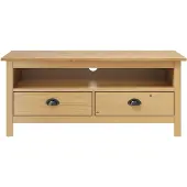 vidaXL TV-bänk Hill honungsbrun 110x40x47 cm massiv furu