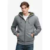 Superdry för män. M2014583A Borg Lined grå huvtröja med dragkedja (S), Casual, Bomull