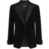 BOSS Slim-fit tuxedo jacket in cotton velvet