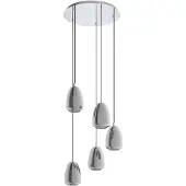 Eglo ALOBRASE klusterhänglampa i krom med rökfärgade glasskärmar, 5L