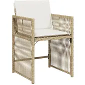 vidaXL Matgrupp för trädgården med dynor 11 delar beige konstrotting