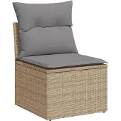 vidaXL Soffgrupp för trädgården med dynor 5 delar beige konstrotting