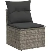 vidaXL Loungegrupp för trädgården med dynor 6 delar grå konstrotting