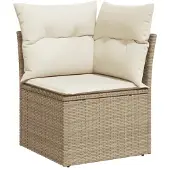 vidaXL Soffgrupp för trädgården 12 delar med dynor beige konstrotting