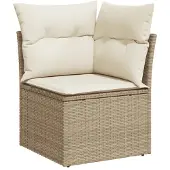 vidaXL Soffgrupp för trädgården med dynor 6 delar beige konstrotting
