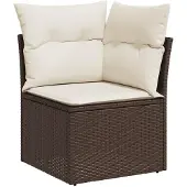 vidaXL Loungegrupp 10 delar med brun dynor konstrotting