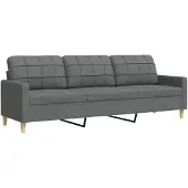 vidaXL 3-sitssoffa mörkgrå 210 cm tyg