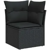 vidaXL Loungegrupp för trädgården med dynor 8 delar svart konstrotting