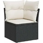 vidaXL Loungegrupp 10 delar med svarta dynor konstrotting