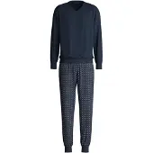 Calida Pyjamas lång marinblå / safir / ljusblå