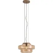 QAZQA Retro pendellampa mörk brons med bärnstensfärgat glas - Barb