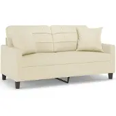 vidaXL 2-sits soffa med prydnadskuddar gräddvit 140 cm konstläder