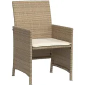 vidaXL Bistroset med Kuddar 3 st, Stolar och Uteplatsbord, Trädgårdsmöbler Utomhus, Beige 365126