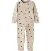 Name It Mini Pyjamas 'NMNVISMAS' beige / gran / mörkröd / vit