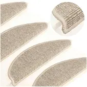 vidaXL Trappmattor 15 st 56x17x3 cm ljusbeige halvrunda