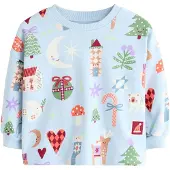 Next T-shirt 'Christmas' pastellblå / grön / röd / vit