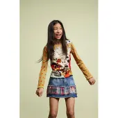 Desigual T-shirt 'Mickey Mouse' pastellblå / curry / orange / röd