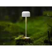 Konstsmide LED-batteridriven bordslampa Lille, höjd 36 cm, vit, IP54, USB dimbar, Vitt / opal, Vardagsrum / matsal, Aluminium / grå / zink, Modern