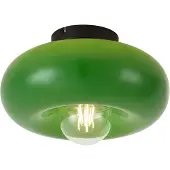 QAZQA Retro taklampa svart med grönt glas 30 cm - Glaze