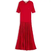 Tommy Hilfiger Cable Knit Pleated Midi Dress