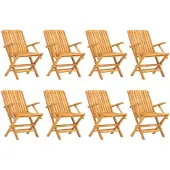 vidaXL Hopfällbara trädgårdsstolar 8 st 61x67x90 cm massiv teak