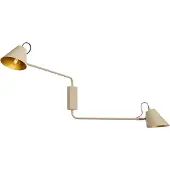 QAZQA Modern vägglampa taupe med guldfärgad insida justerbar 2-ljus - Lune